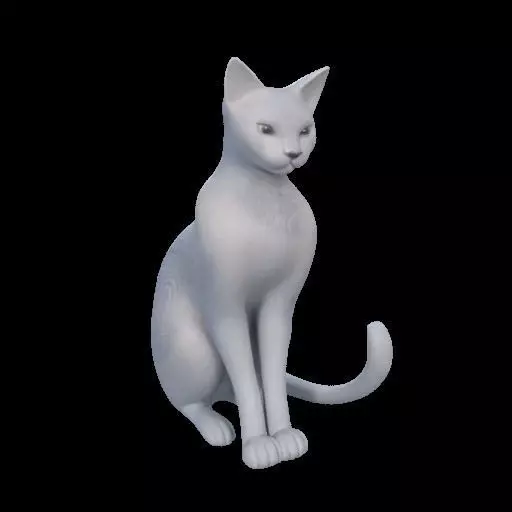 Minimalist Sitting Cat Statue 3D print model_7