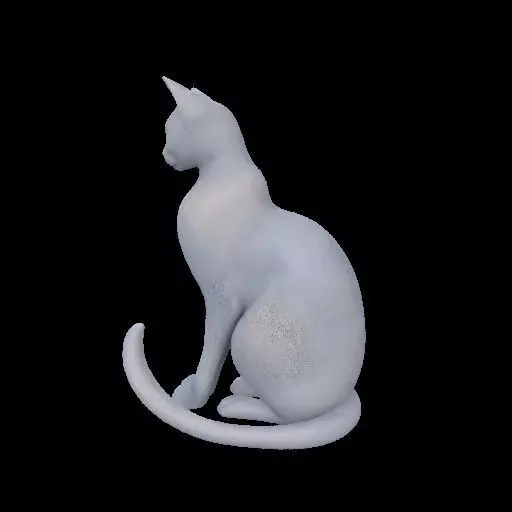 Minimalist Sitting Cat Statue 3D print model_8