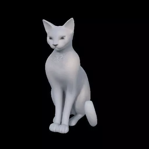 Minimalist Sitting Cat Statue 3D print model_13