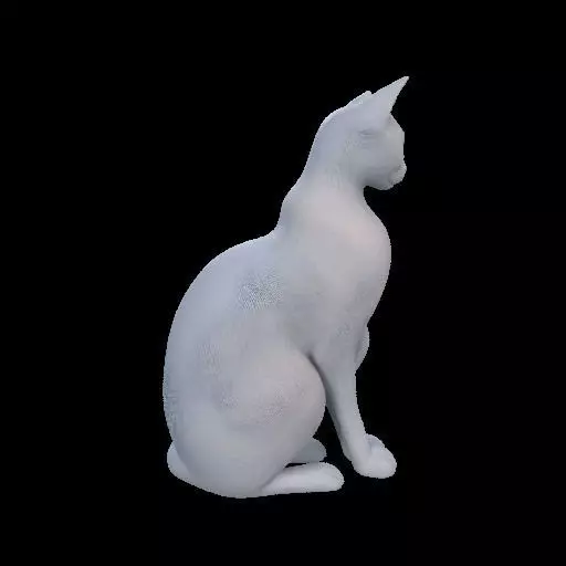 Minimalist Sitting Cat Statue 3D print model_1
