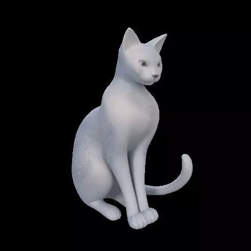 Minimalist Sitting Cat Statue 3D print model_18