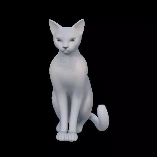Minimalist Sitting Cat Statue 3D print model_21