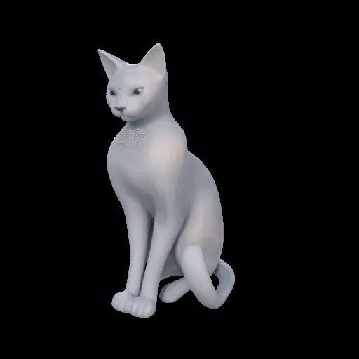 Minimalist Sitting Cat Statue 3D print model_10
