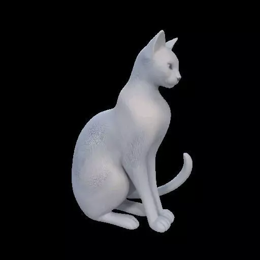 Minimalist Sitting Cat Statue 3D print model_19