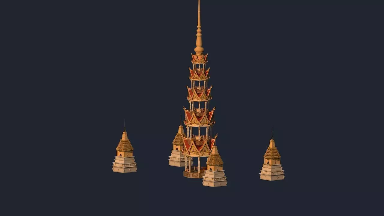    Thailand architecture Low-poly 3D model_2