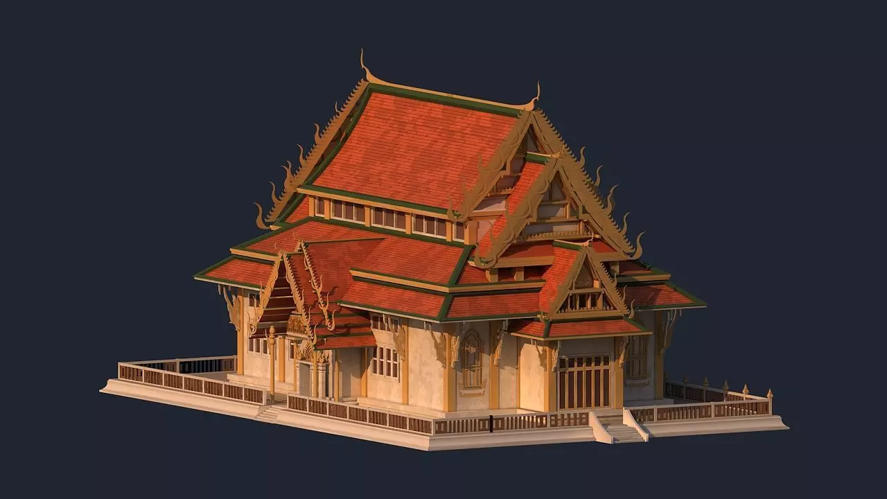    Thailand architecture Low-poly 3D model_12