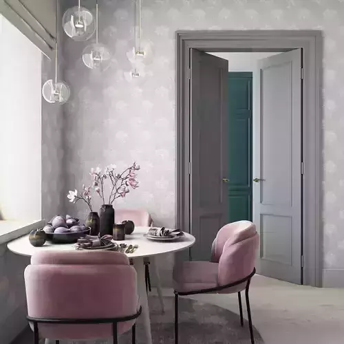 Silver Leaf Embossed Wallpaper 