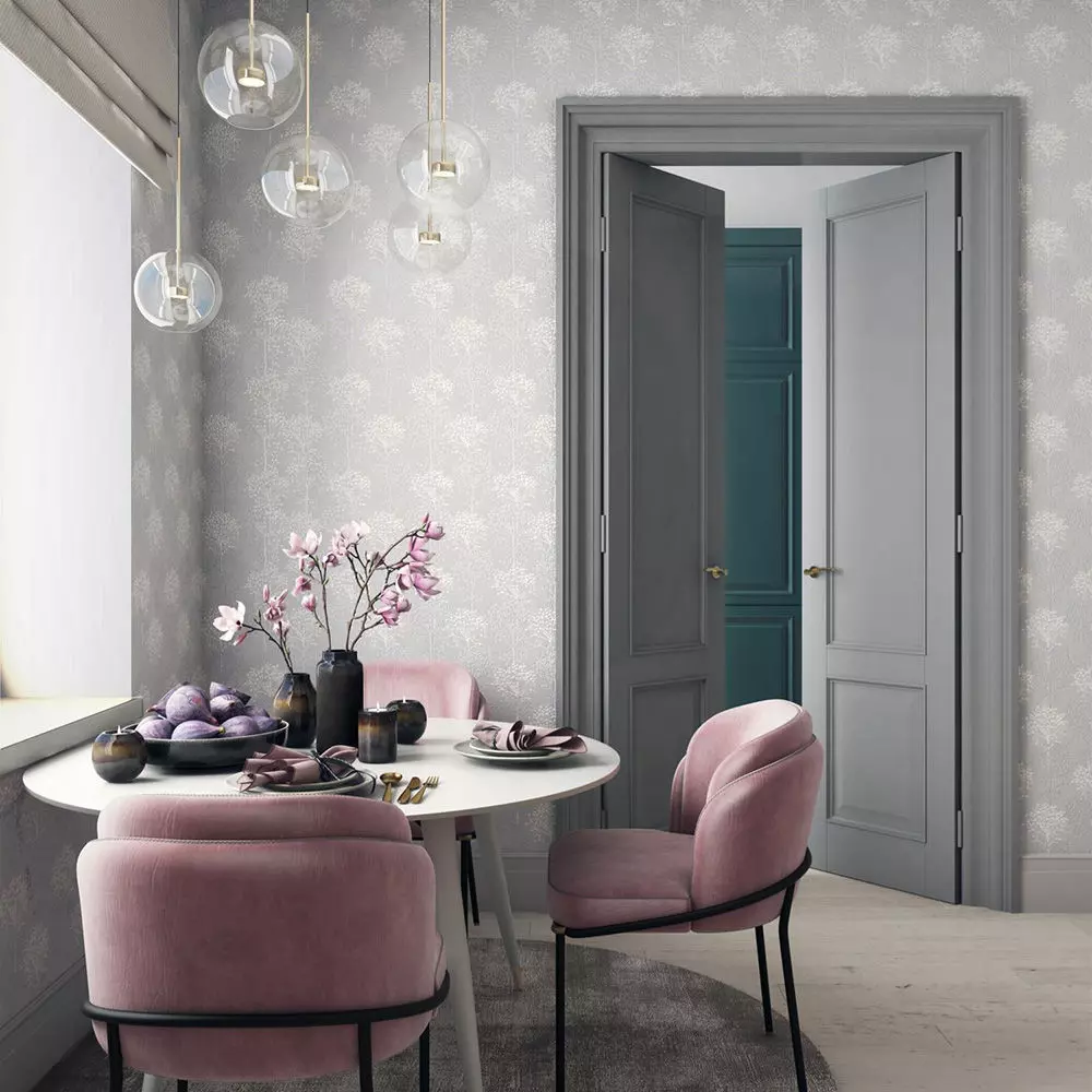 Silver Leaf Embossed Wallpaper Texture