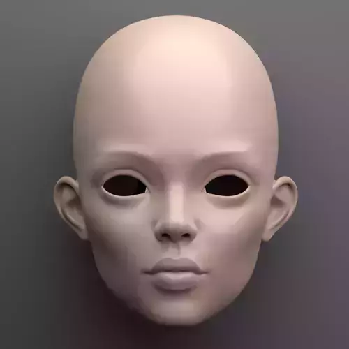 Amelia - Female BJD Doll Head 3D Model Realistic