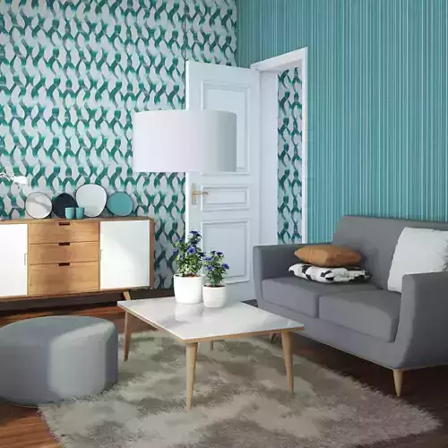 Teal Micro-Stripe Wallpaper