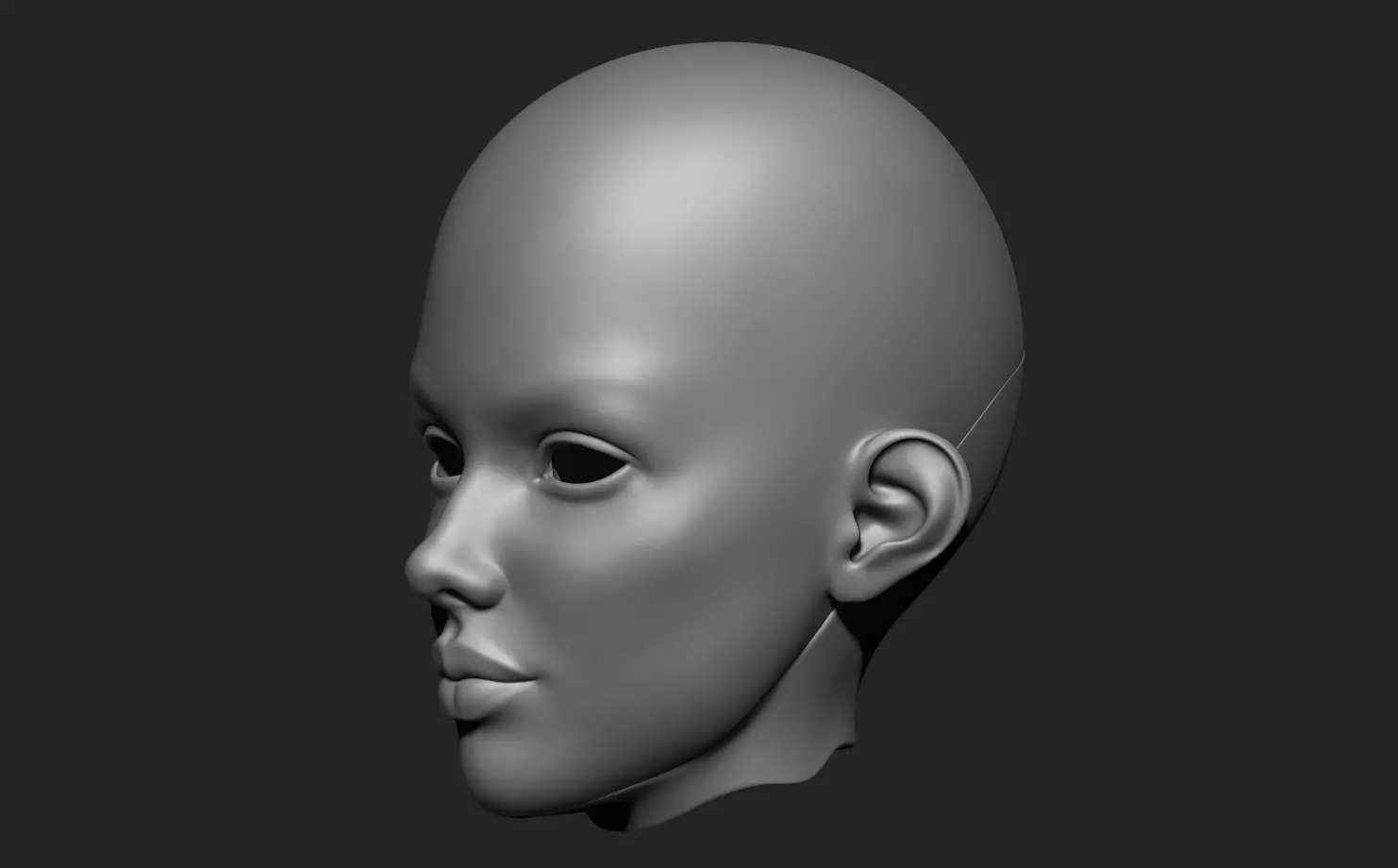 Ariel - Unpainted BJD Head 3D Model Smooth 3D model_3