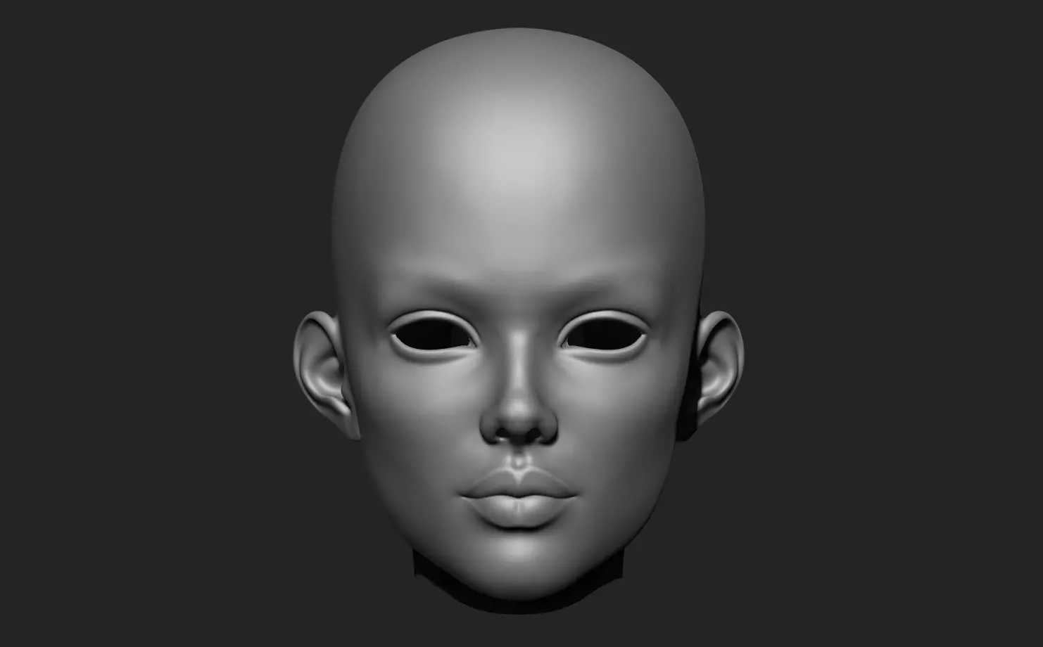 Ariel - Unpainted BJD Head 3D Model Smooth 3D model_1