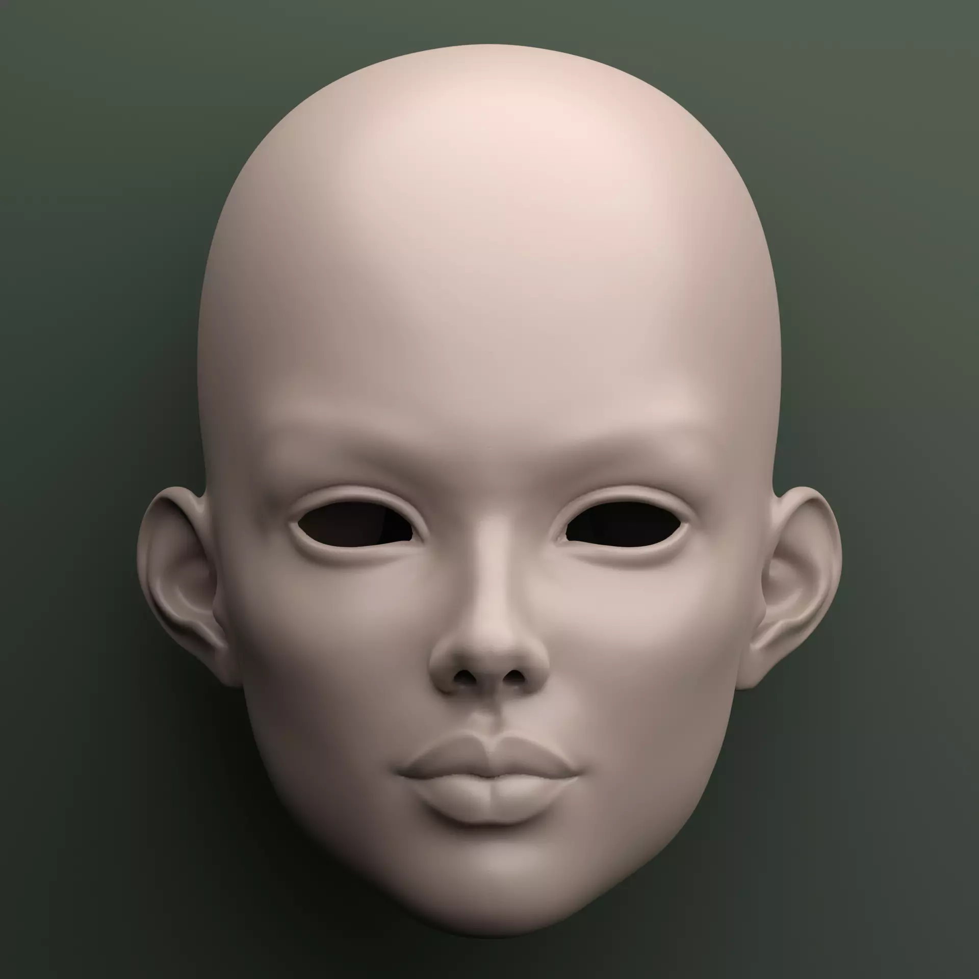 Ariel - Unpainted BJD Head 3D Model Smooth 3D model_0