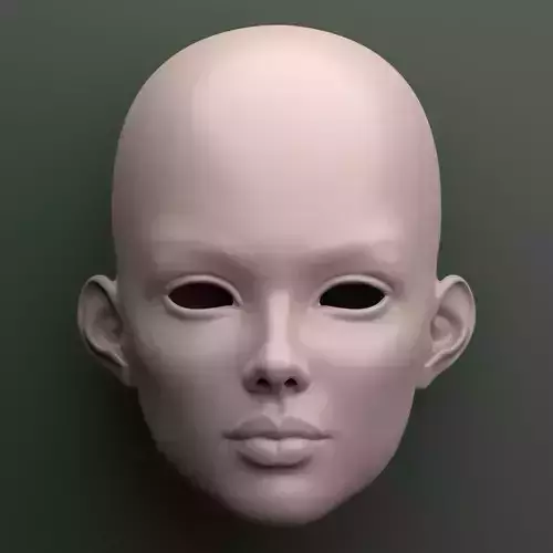 Ariel - Unpainted BJD Head 3D Model Smooth