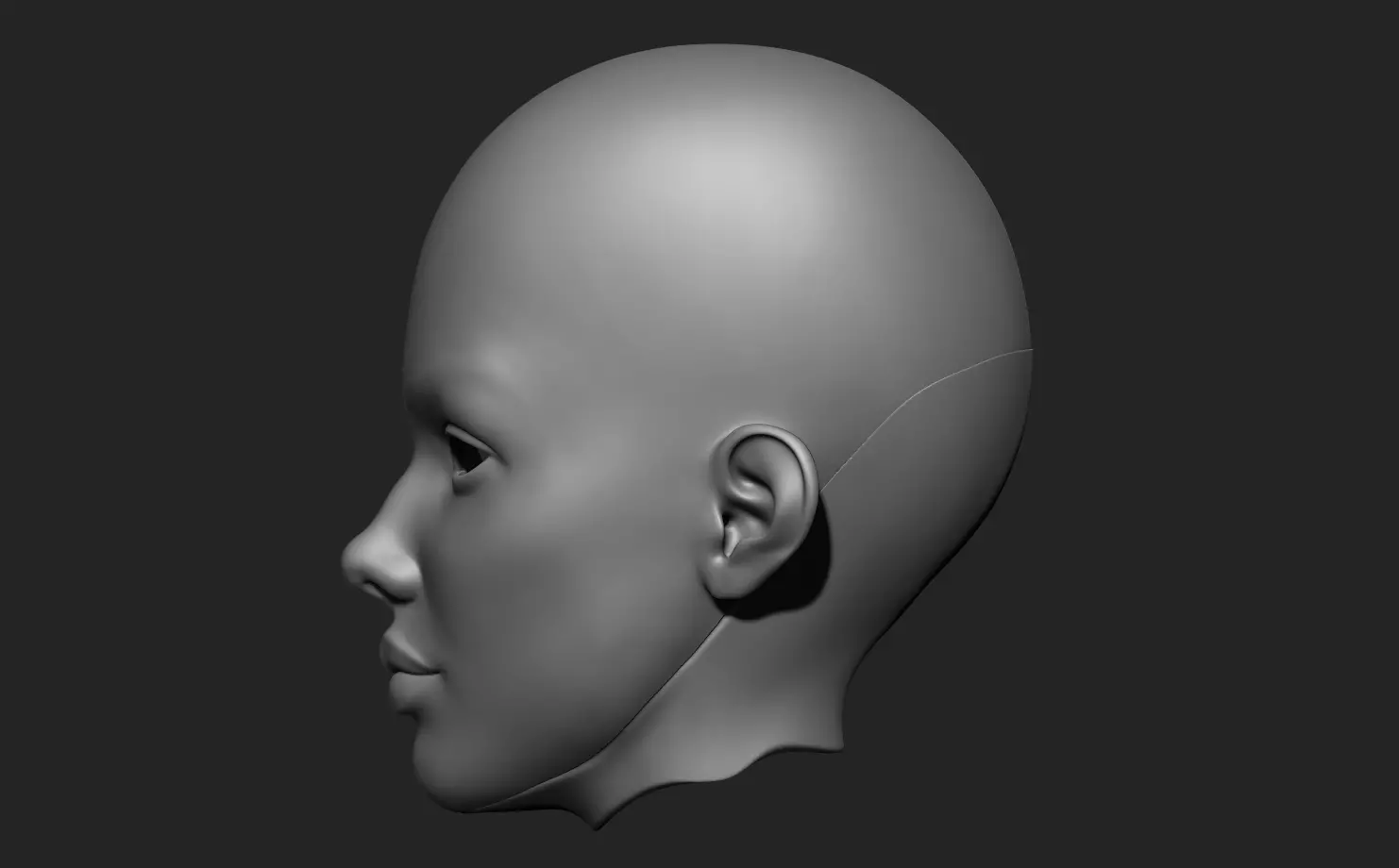 Ariel - Unpainted BJD Head 3D Model Smooth 3D model_4