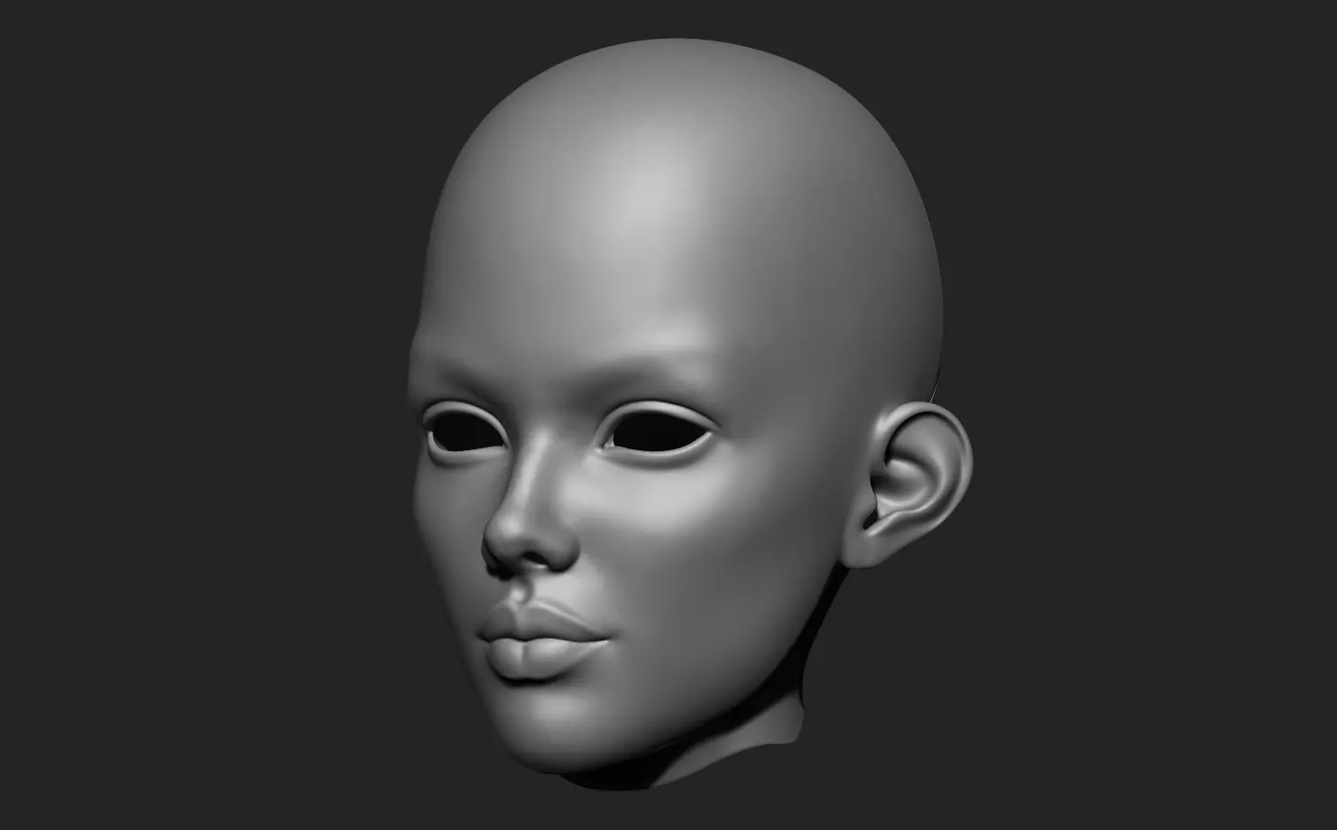 Ariel - Unpainted BJD Head 3D Model Smooth 3D model_2