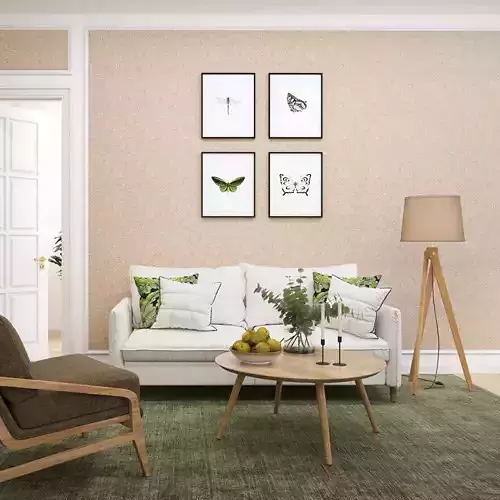 Beige Floral Scroll Wallpaper