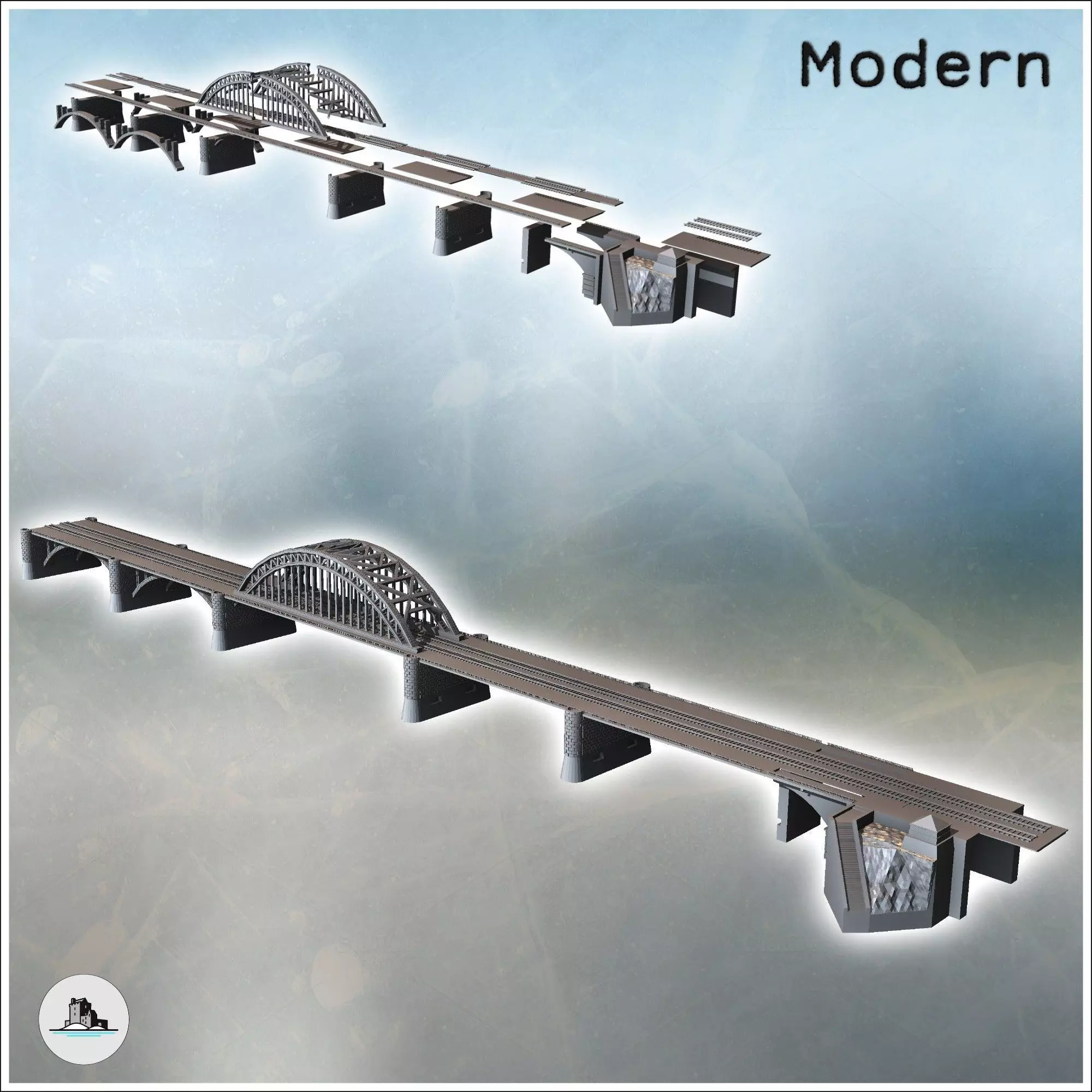 Nijmegan Nijmegen Rail and Road Bridge Netherlands - World War T 3D print model_0