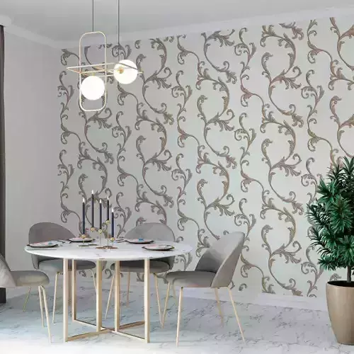 Ivory Gold Acanthus Wallpaper 