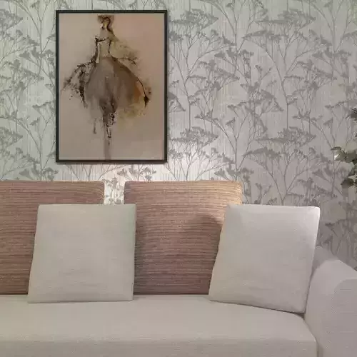 Silver Botanical Stripe Wallpaper 