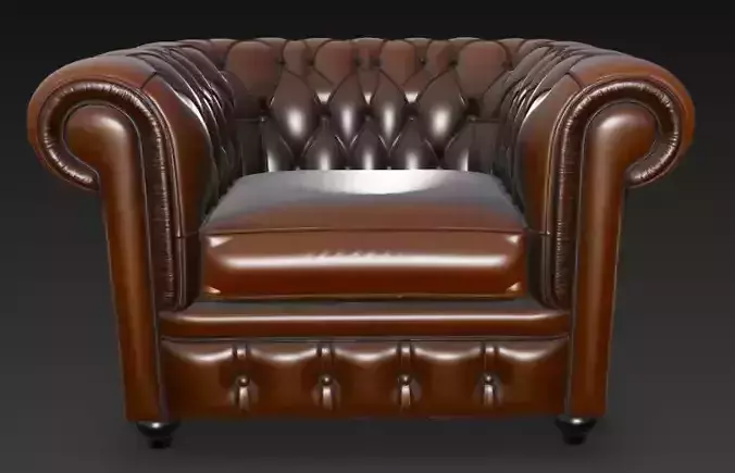 Classic Tufted Leather Sofa 3D Model 3D model Classic Tufted Leather Sofa 3D Model 3D model