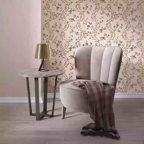 Champagne Vine Damask Wallpaper 