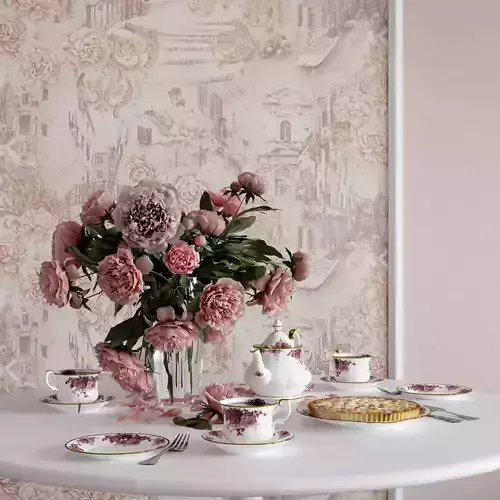 Blush Vintage Cityscape Wallpaper