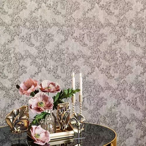 Champagne Acanthus Damask Wallpaper