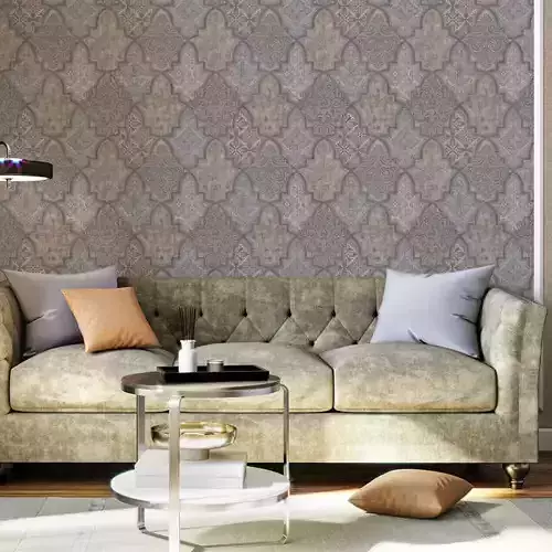 Slate Taupe Moorish Trellis Wallpaper