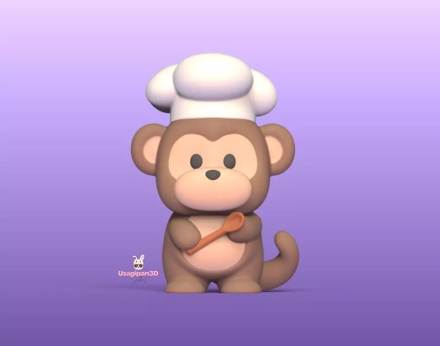Chef Monkey 3D print model_1