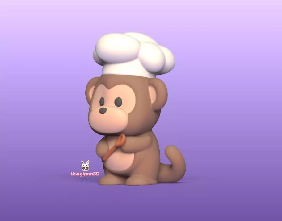 Chef Monkey 3D print model_2