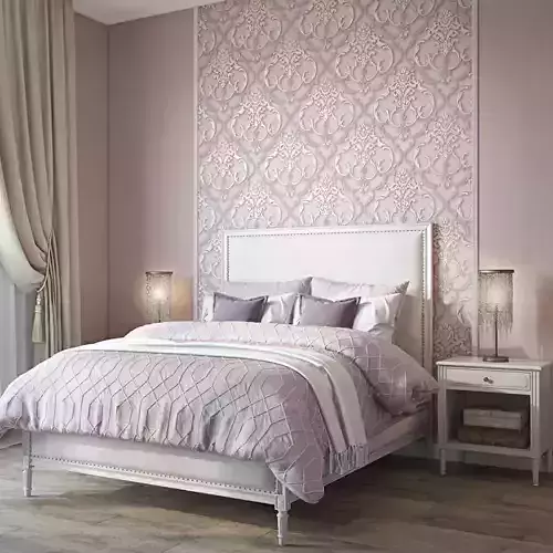 Blush Damask Velvet Wallpaper 