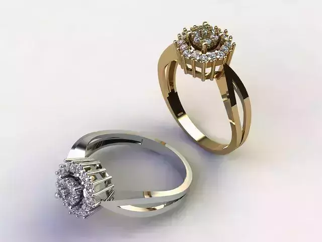 New Modern Halo Gold Ring For Diamonds