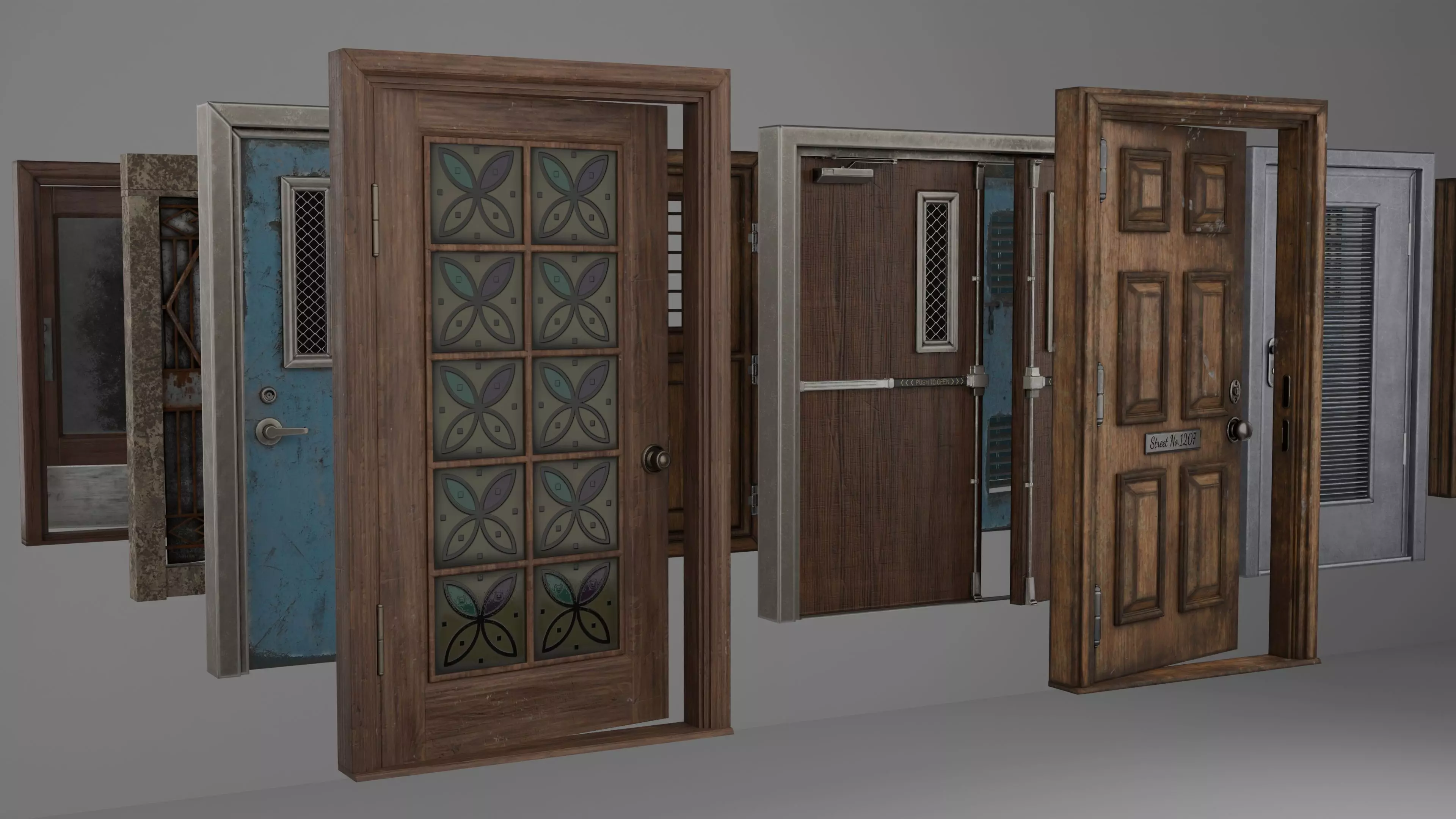 Low-Poly Doors Collection Low-poly 3D model_2