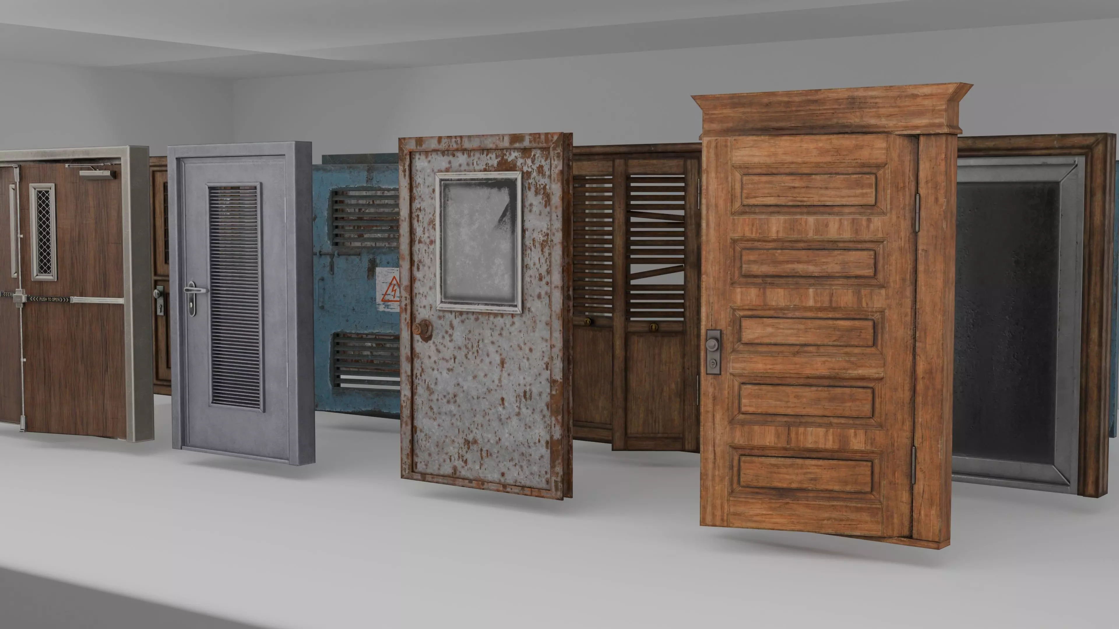 Low-Poly Doors Collection Low-poly 3D model_1