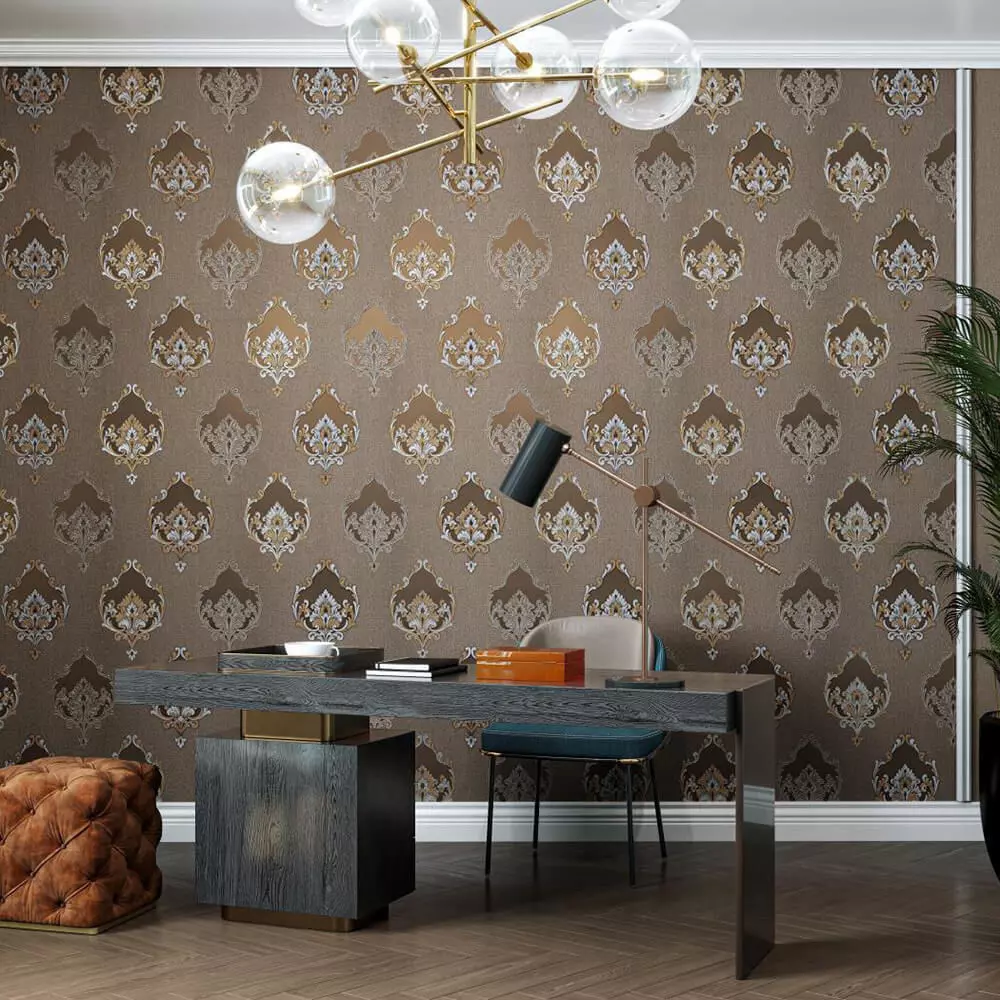 Bronze Baroque Medallion Wallpaper Texture