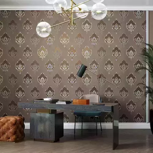 Bronze Baroque Medallion Wallpaper