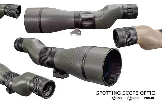 Spotting Scope Optic 3 Colors Low-poly 3D model