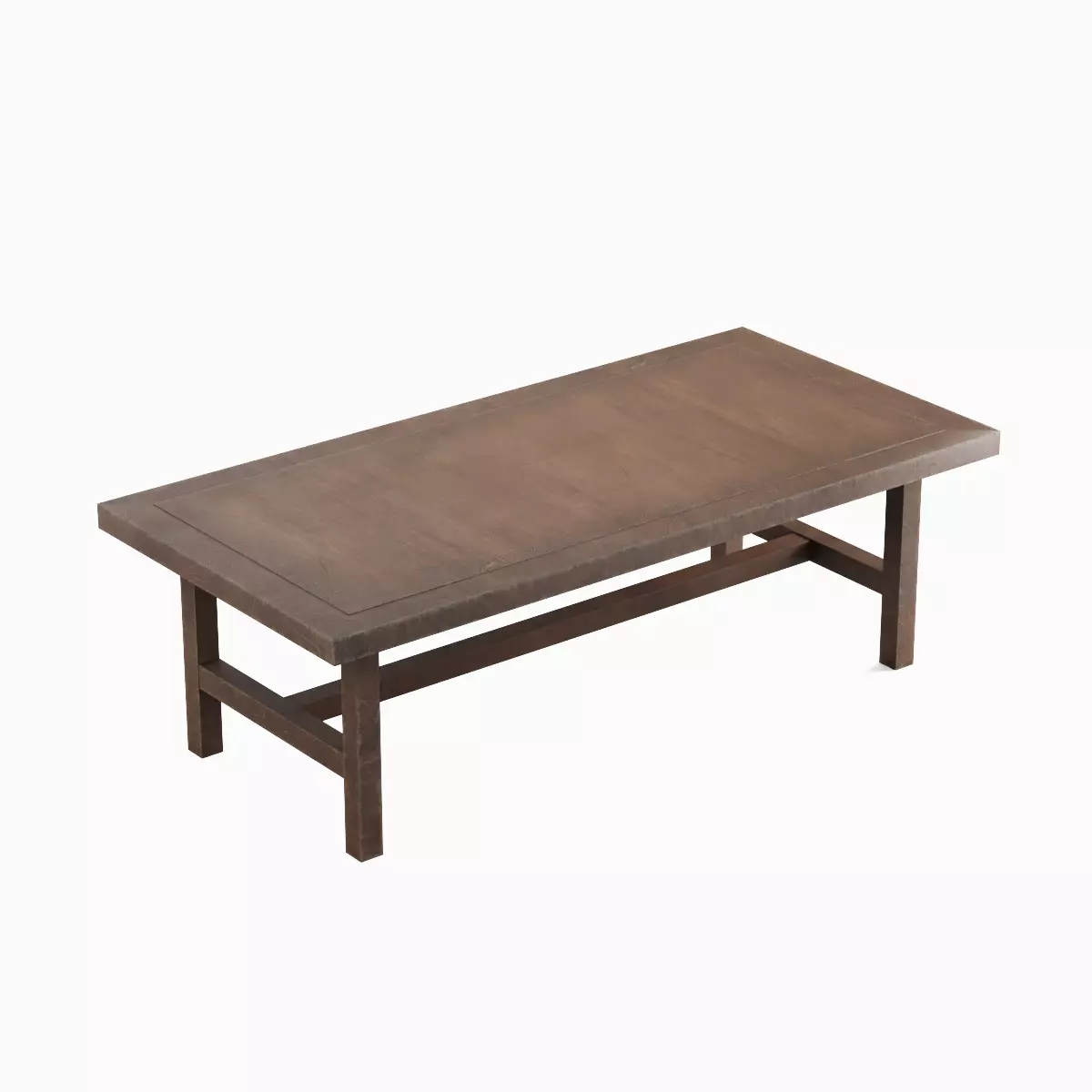Long Wood Table 01 Low-poly 3D model_0