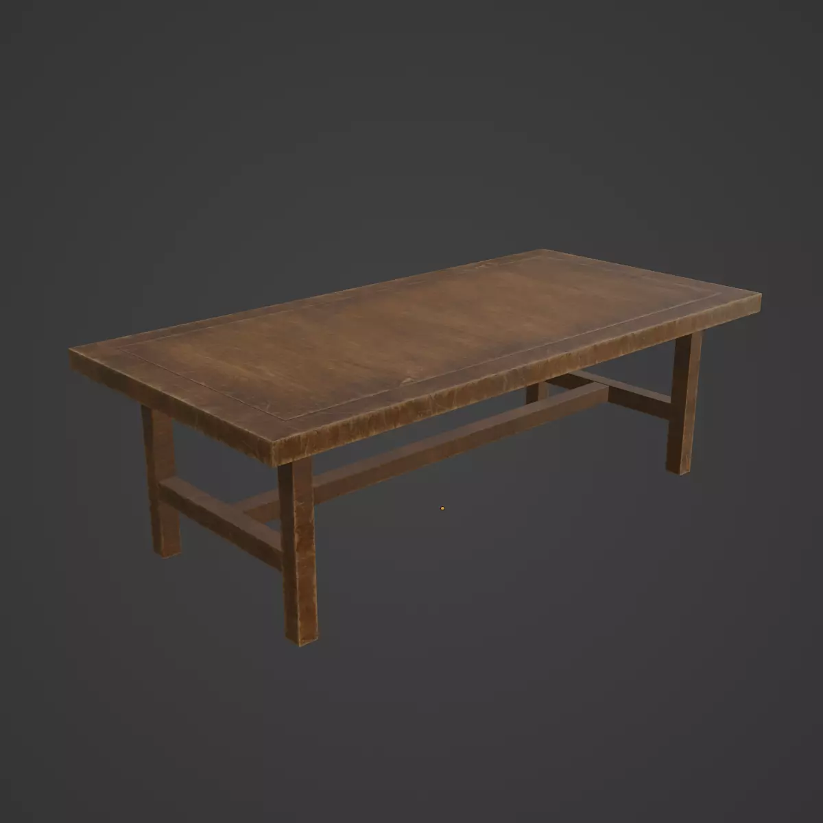 Long Wood Table 01 Low-poly 3D model_6