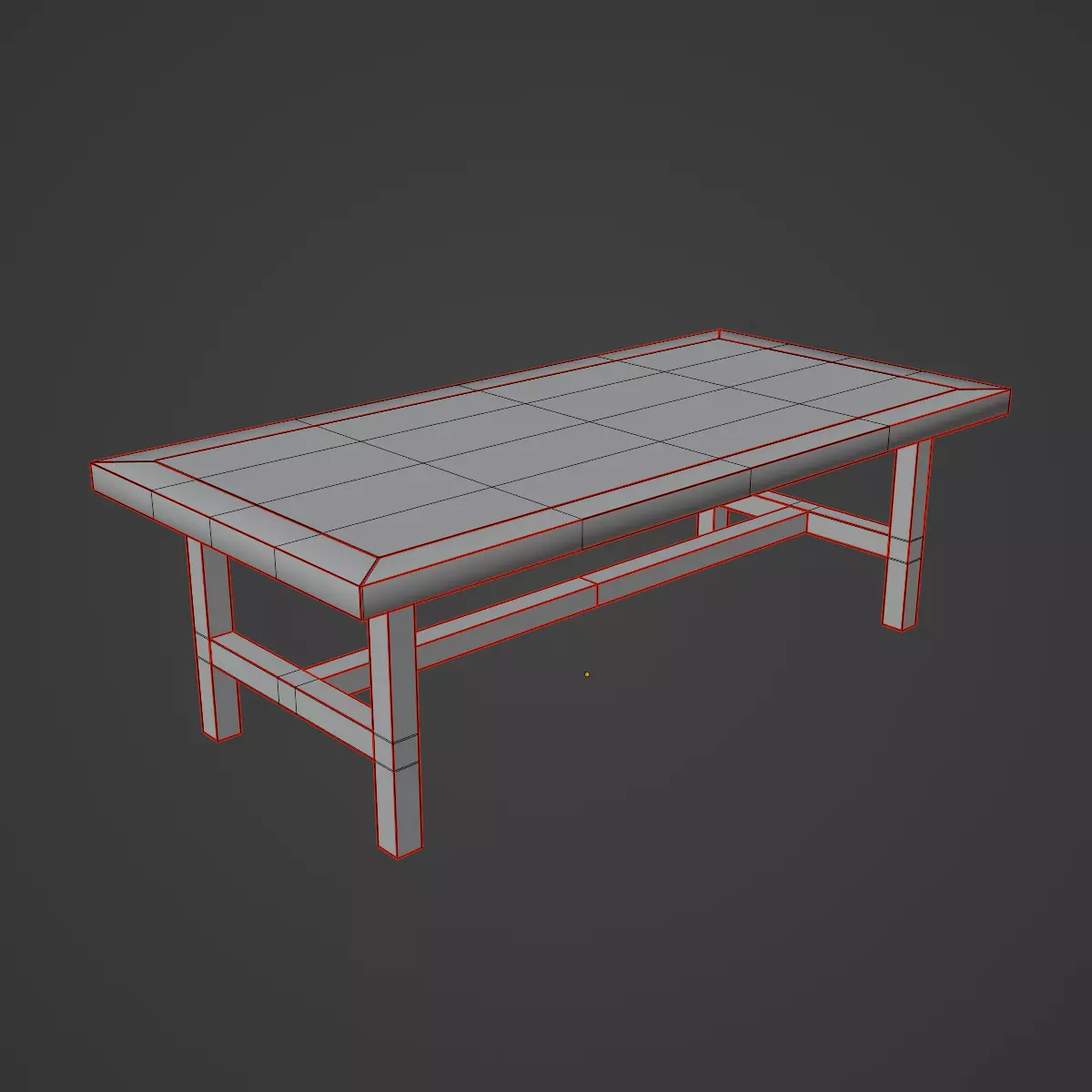 Long Wood Table 01 Low-poly 3D model_9