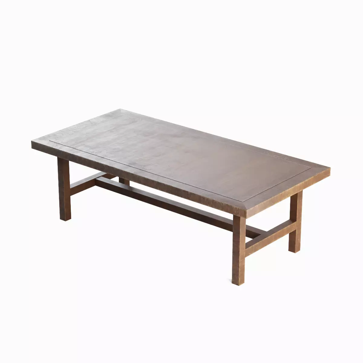 Long Wood Table 01 Low-poly 3D model_5
