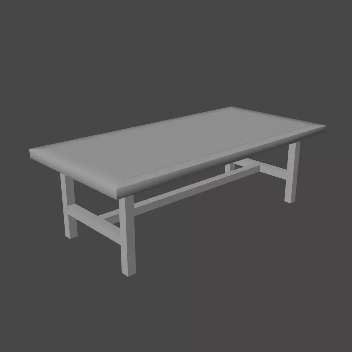 Long Wood Table 01 Low-poly 3D model_8