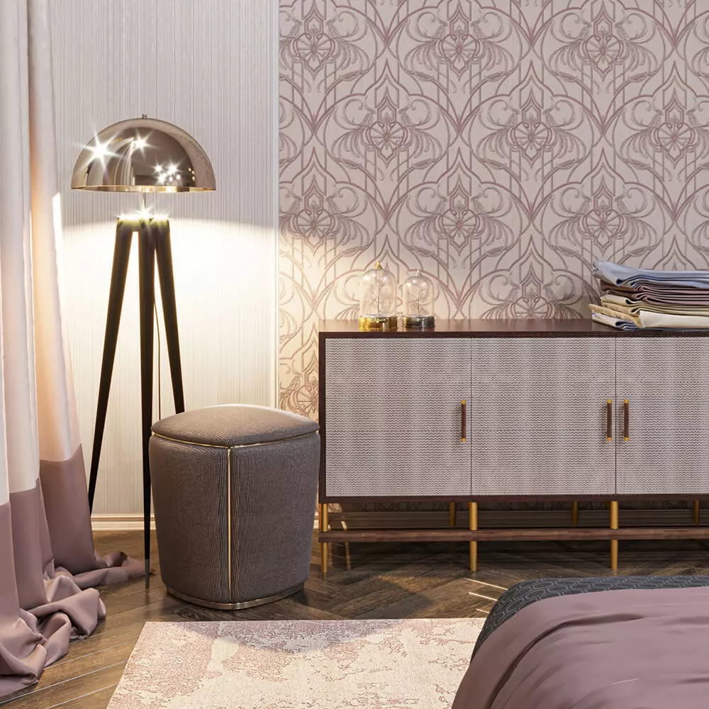 Rose Art Deco Motif Wallpaper  Texture_0