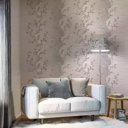 Slate Blossom Stripe Wallpaper 