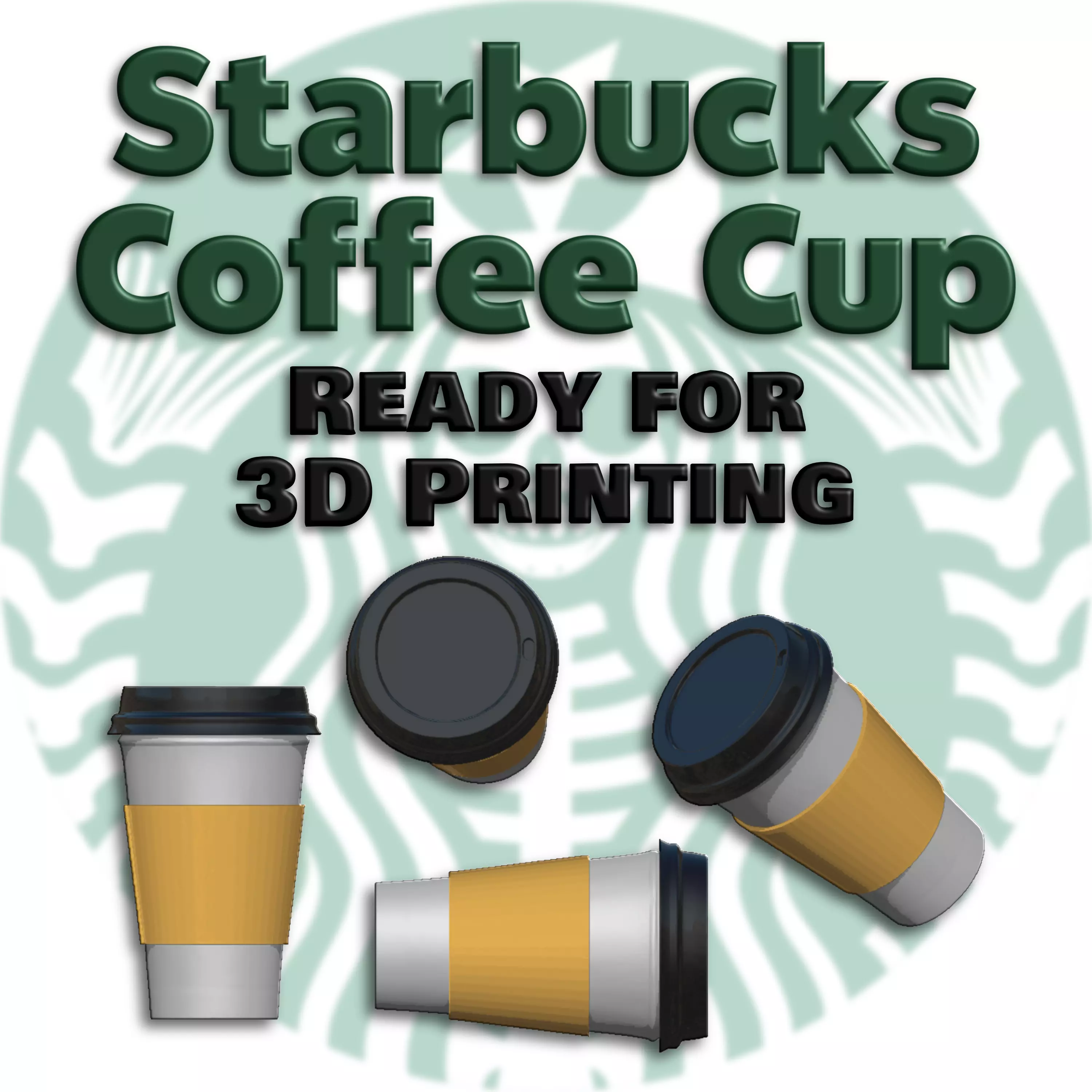 Starbucks Coffee Cup with Cozy - Ready for 3D Printing 3D print model_0