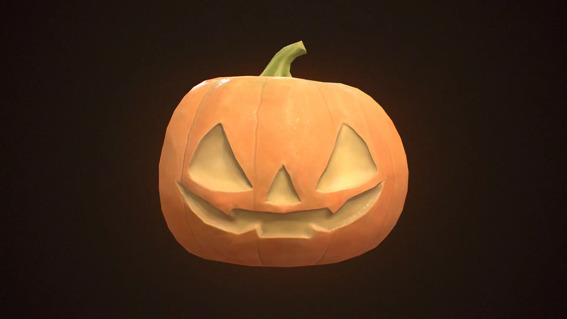Stylized Halloween Pumpkin - Game Ready Jack-o-Lantern Low-poly 3D model_1
