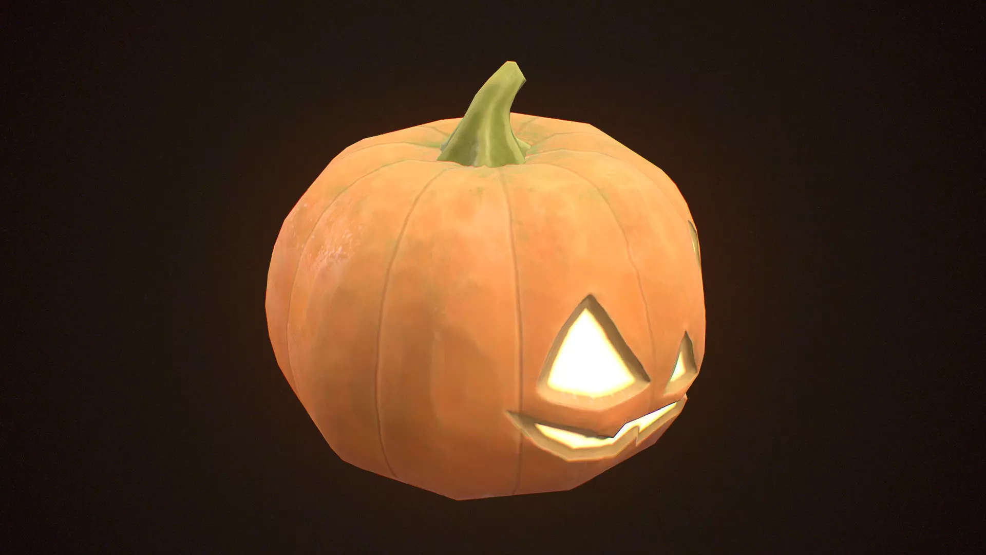 Stylized Halloween Pumpkin - Game Ready Jack-o-Lantern Low-poly 3D model_2