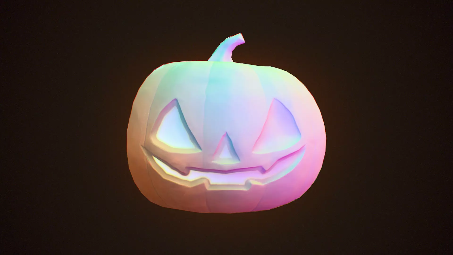 Stylized Halloween Pumpkin - Game Ready Jack-o-Lantern Low-poly 3D model_7