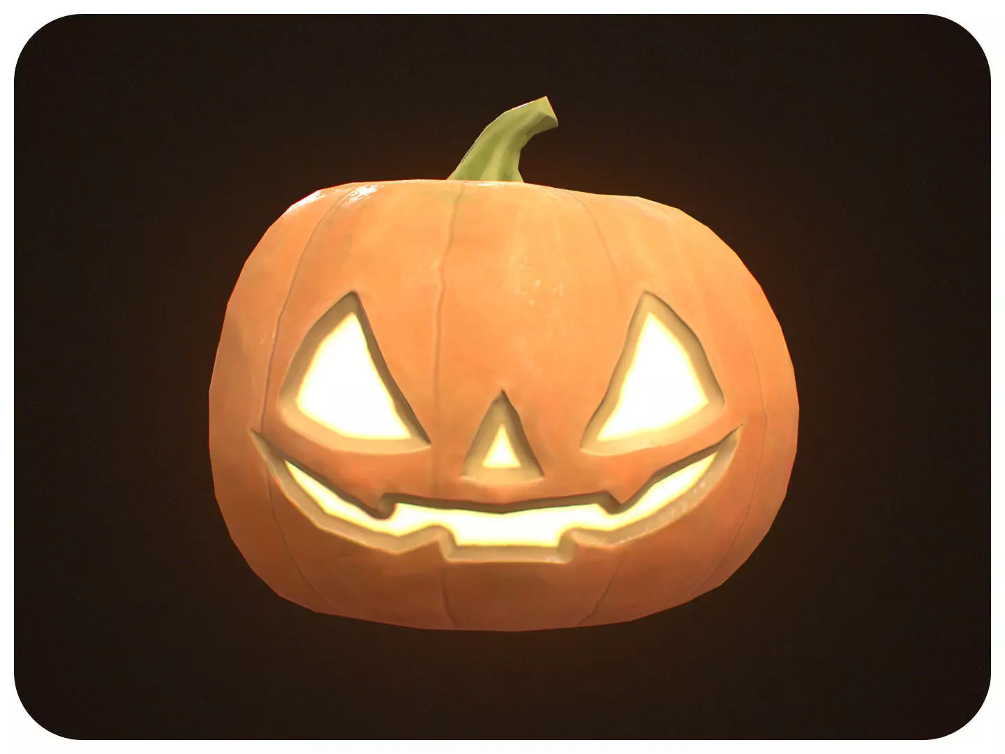 Stylized Halloween Pumpkin - Game Ready Jack-o-Lantern Low-poly 3D model_0